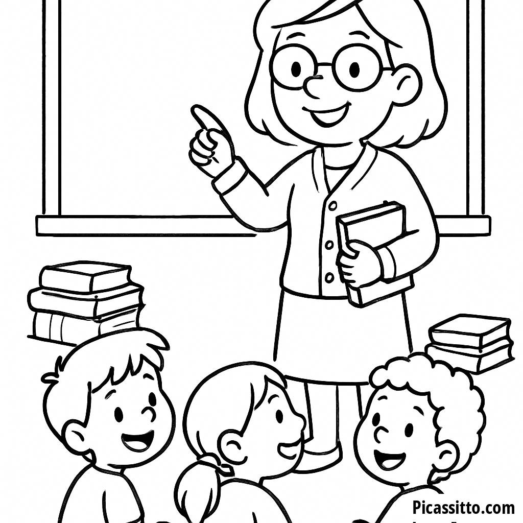 Fröhliche Lehrerin Ausmalbild