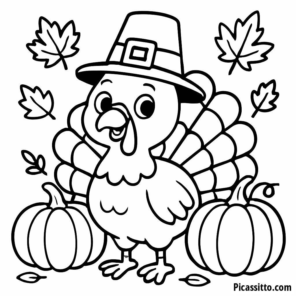 Page à Colorier de Dinde Joyeuse