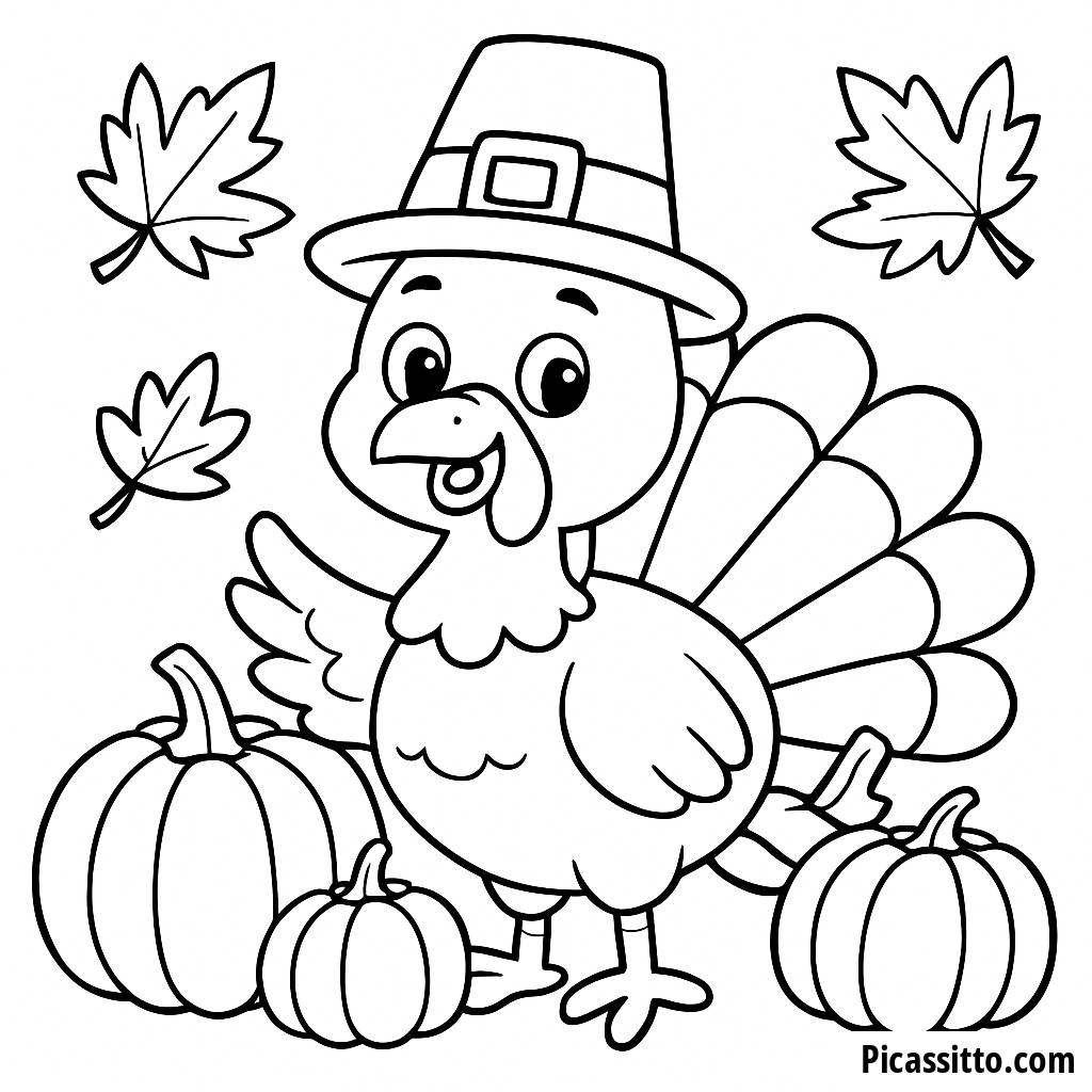 Cheerful Turkey Coloring Page