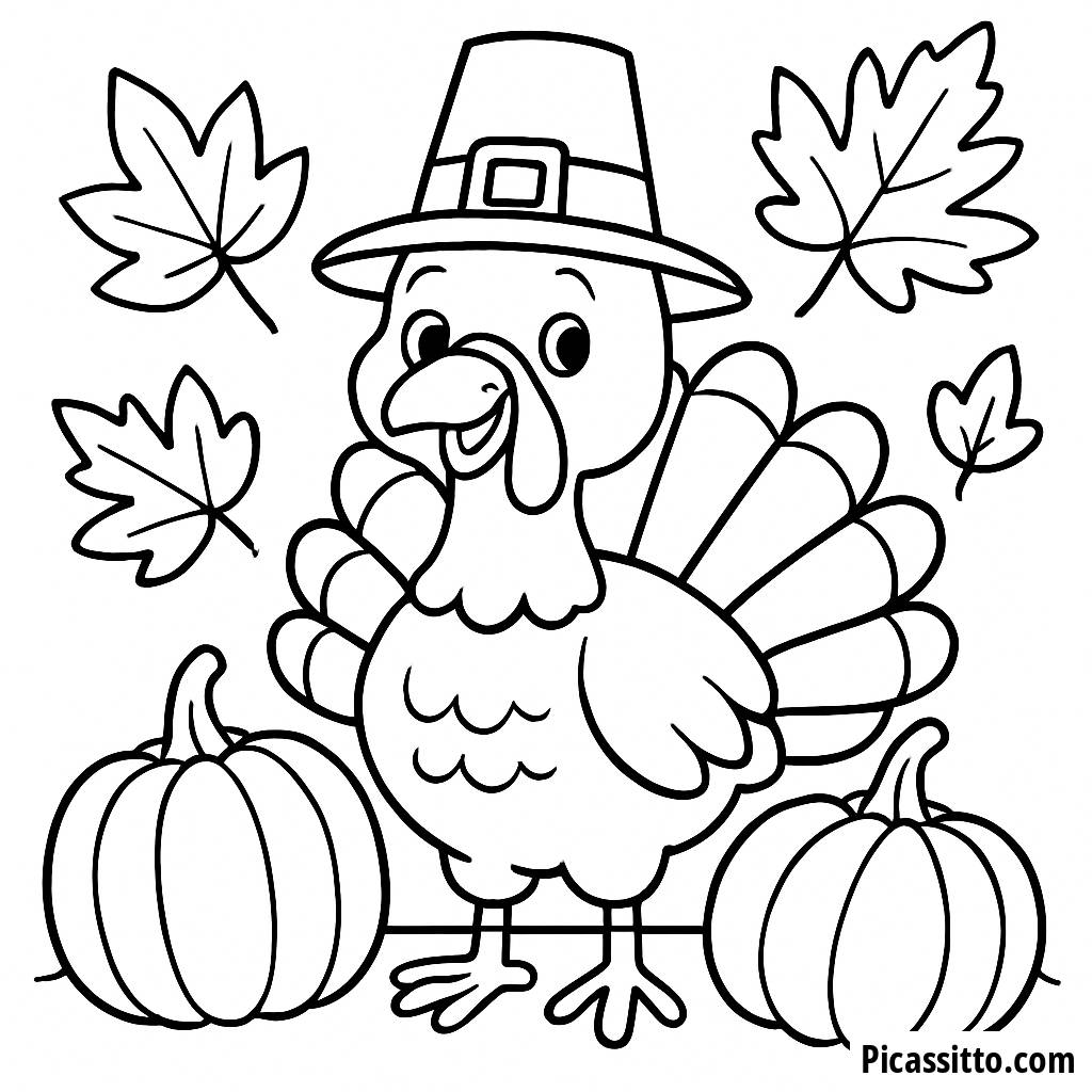 Fröhliche Truthahn Ausmalbild für ein Erntedankfest