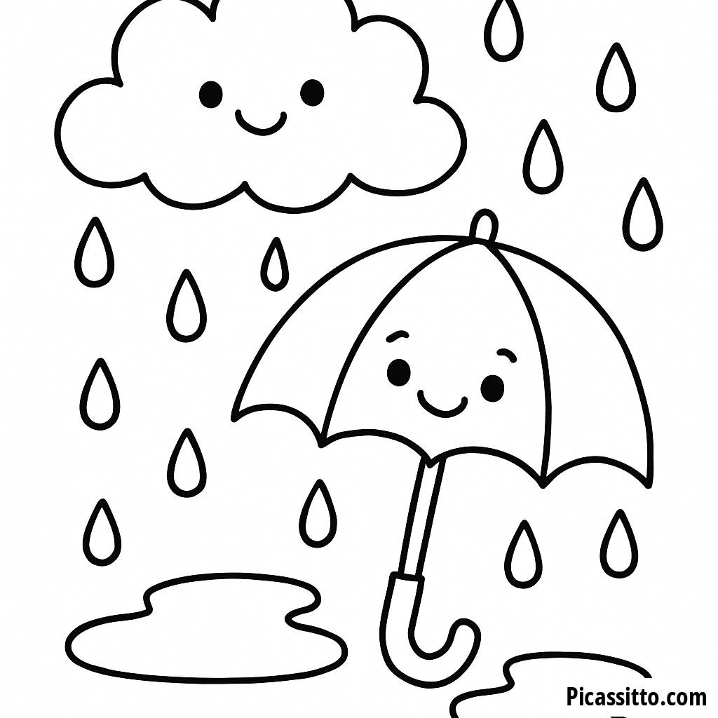 Cheerful Umbrella Coloring Page