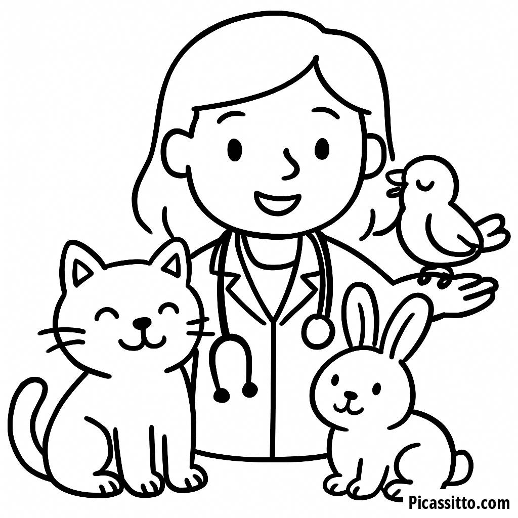 Pagina da Colorare Veterinario Allegro