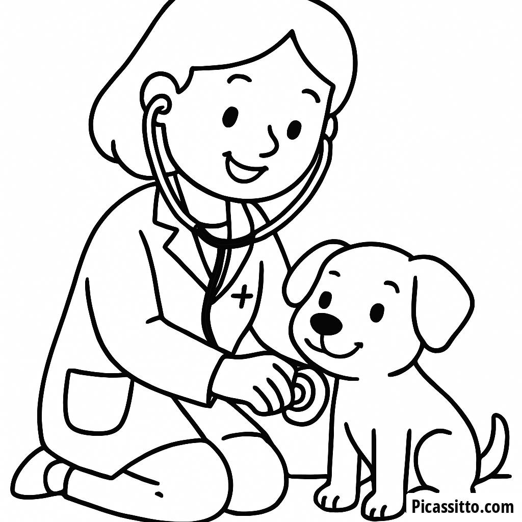 Fröhliche Tierarzt Ausmalbild