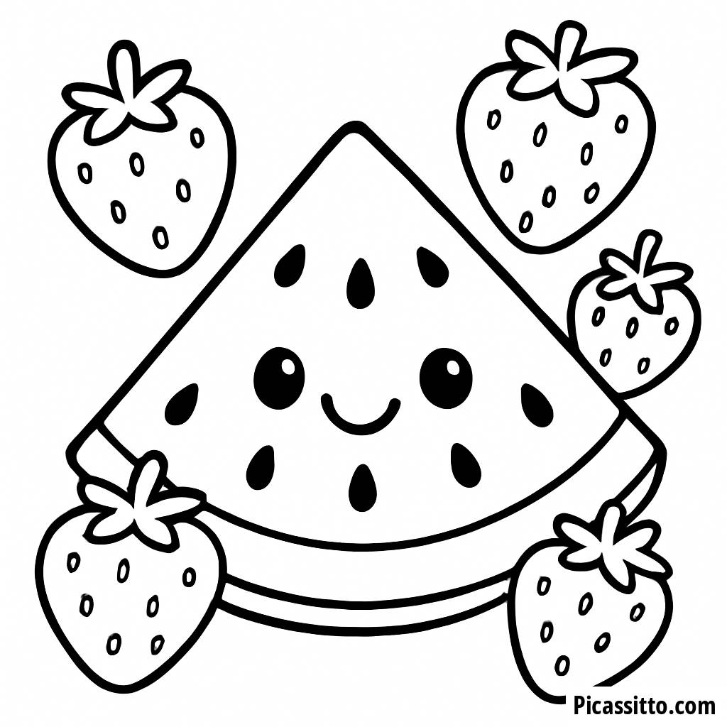 Fröhliche Wassermelonen-Scheibe Malvorlage
