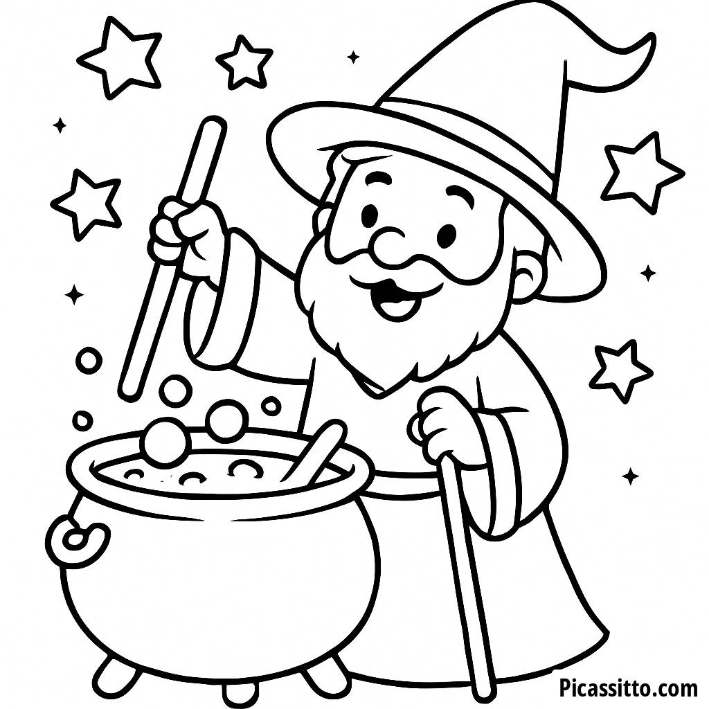 Pagina da Colorare del Mago Allegro