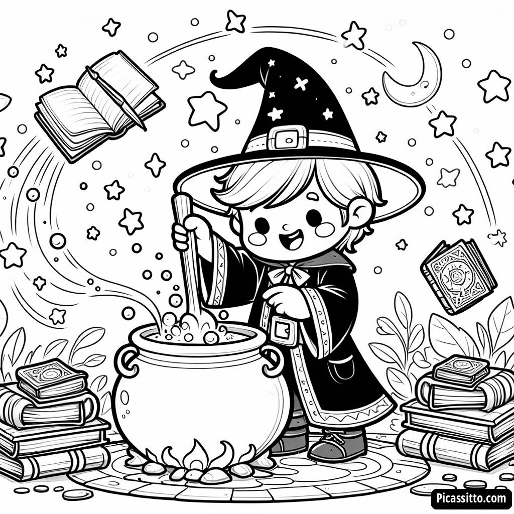 Fröhliche Zauberer Malvorlage