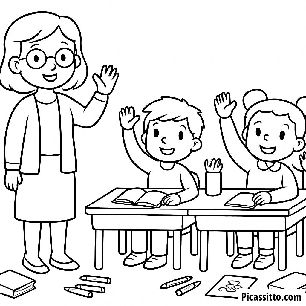 Раскраска: Учащиеся в Классе