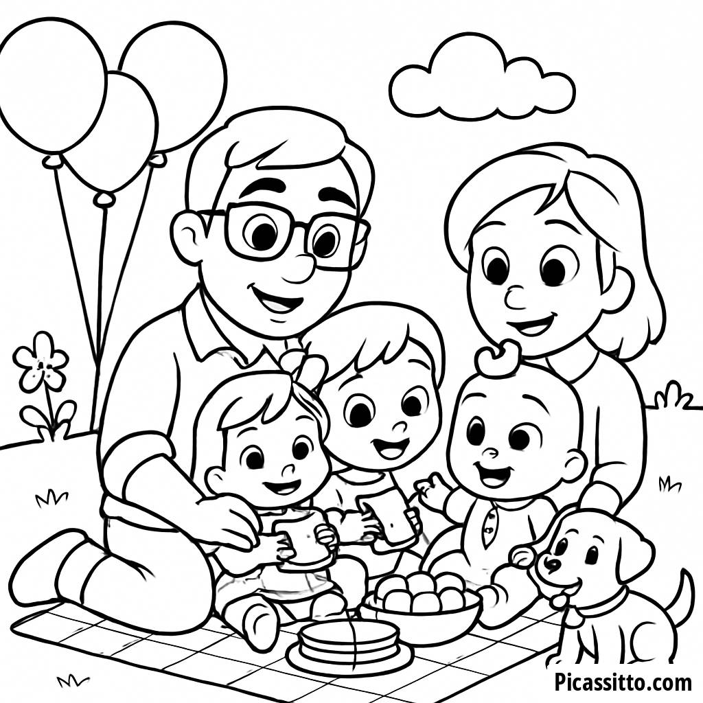 Cocomelon Family Picnic Coloring Page