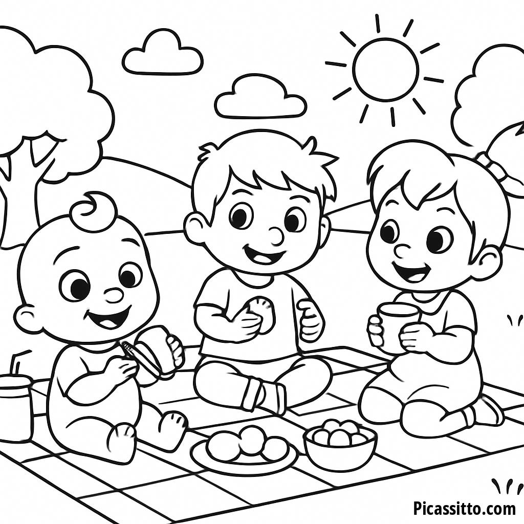 Página para Colorear del Picnic Divertido de Cocomelon