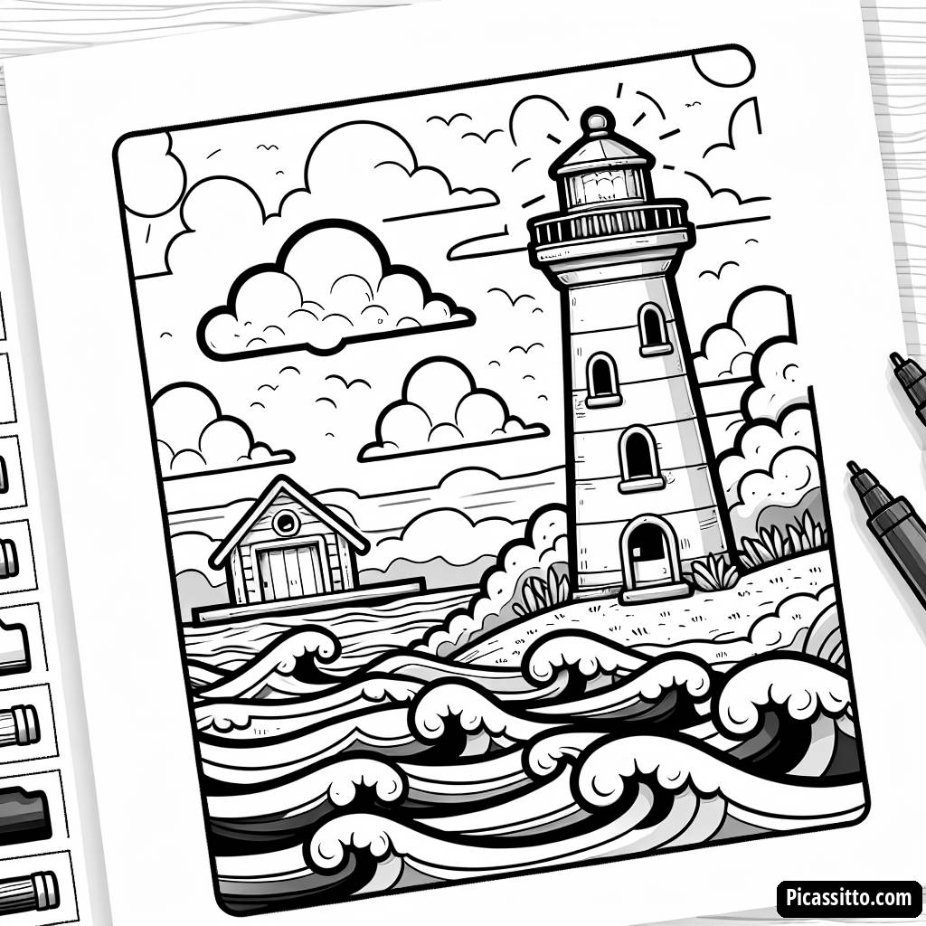 Coloriez la Page à Colorier du Phare Coloré