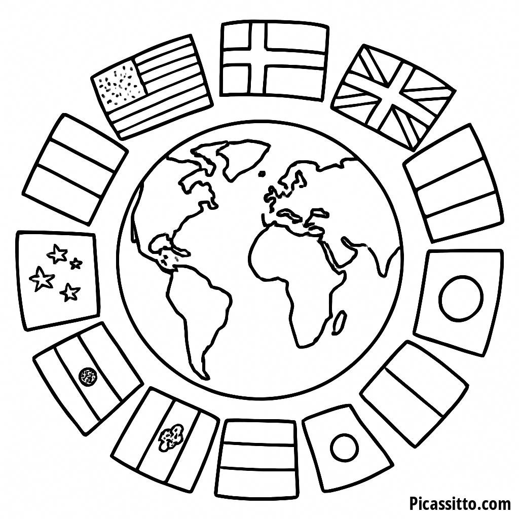 Pinte Seu Mundo: Página de Colorir das Bandeiras Nacionais