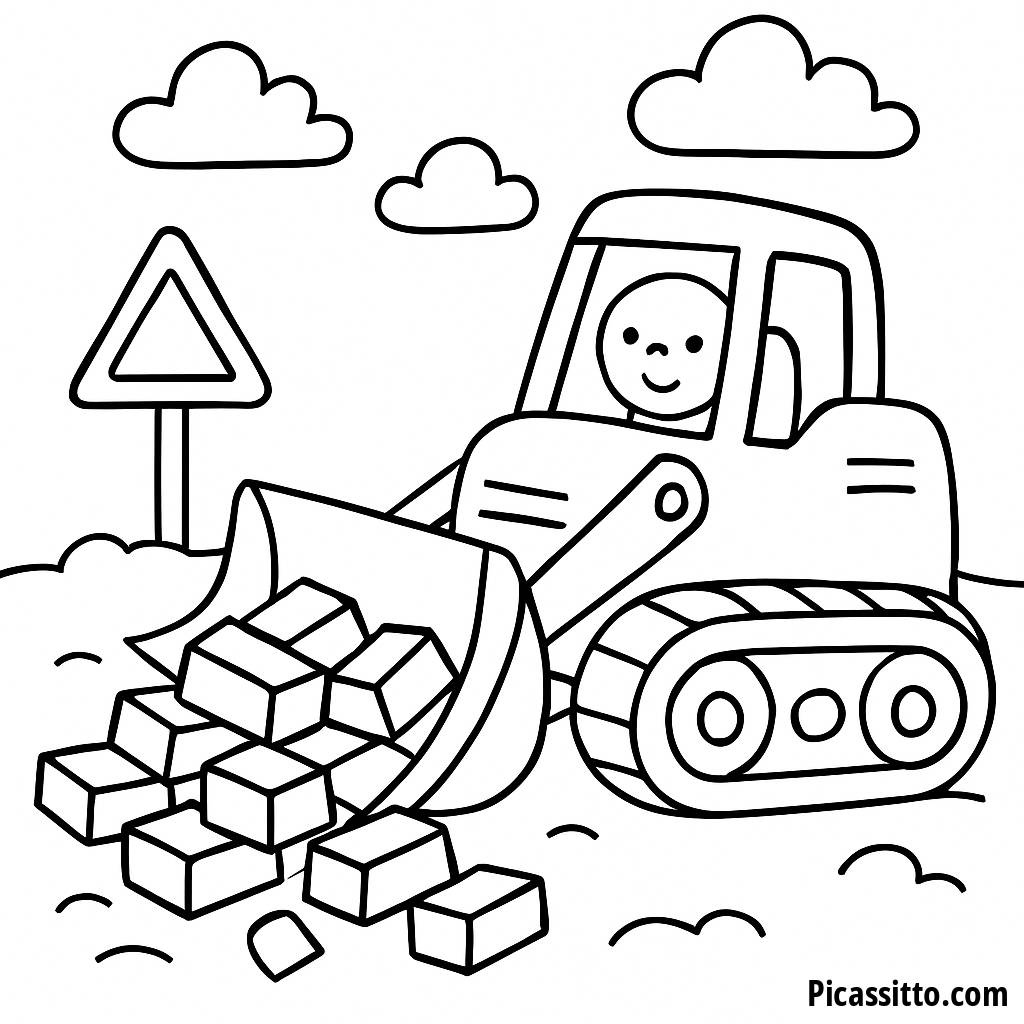 Page à Colorier de Bulldozer Coloré