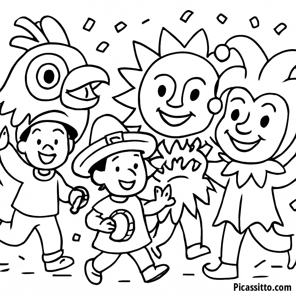 Page à Colorier du Coloré Défilé de Carnaval