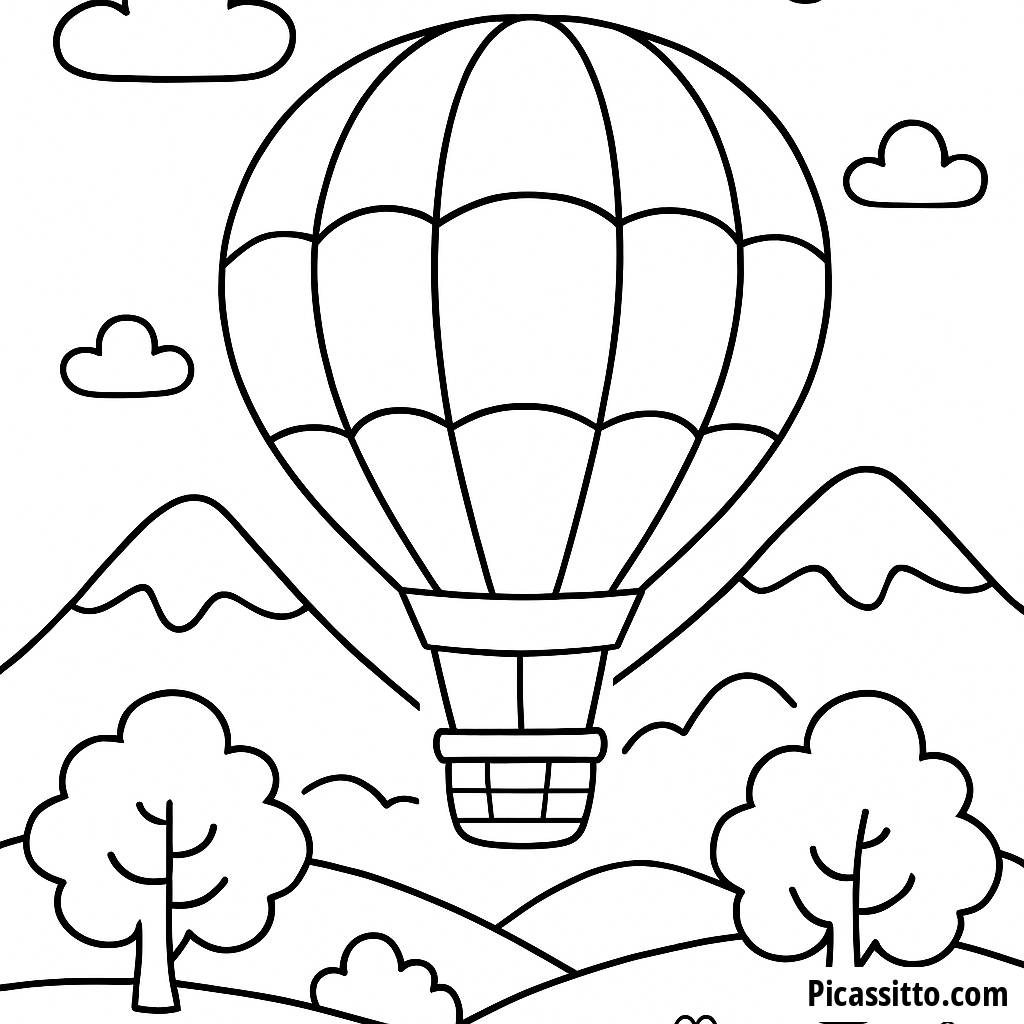 Раскраска Цветного Воздушного Шара