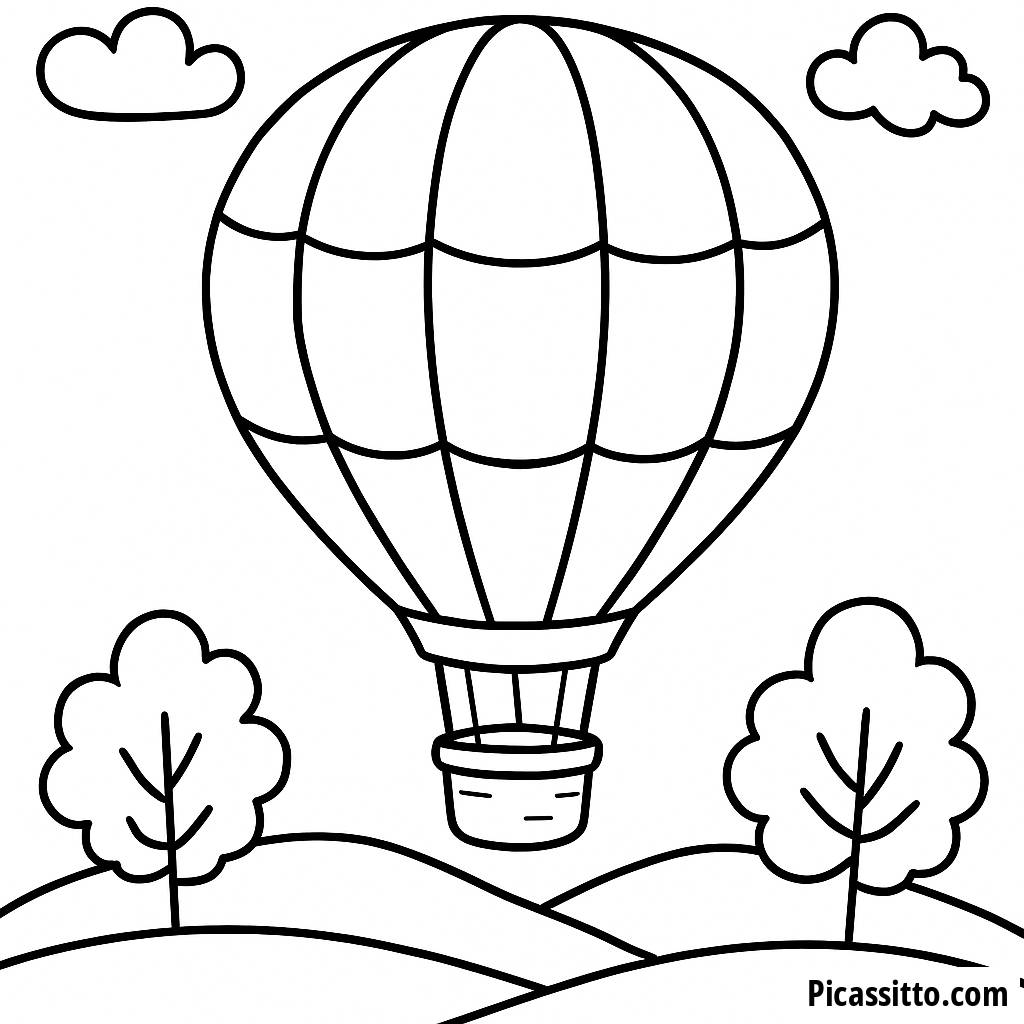 Colorful Hot Air Balloon Coloring Page