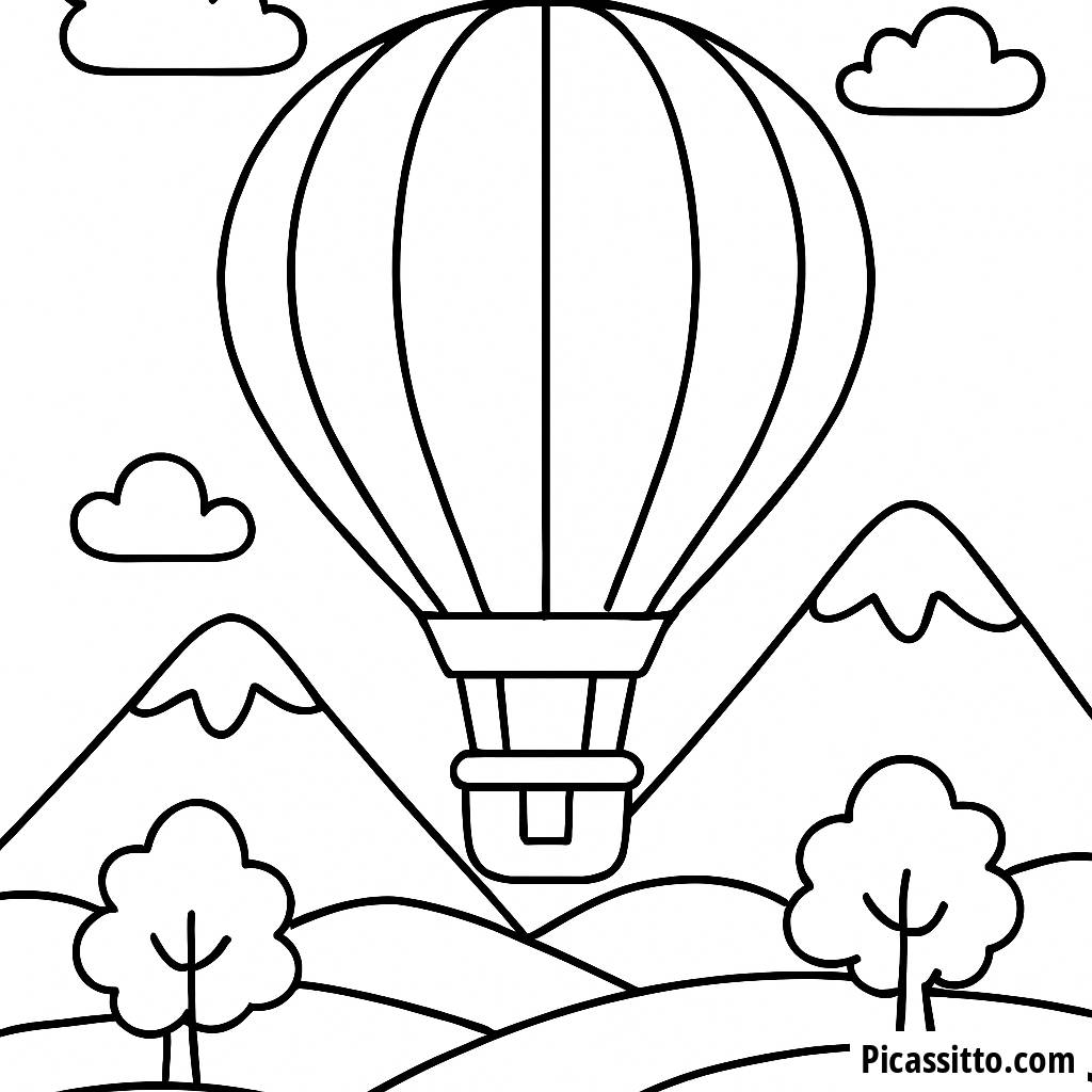 Bunte Heißluftballon Malvorlage