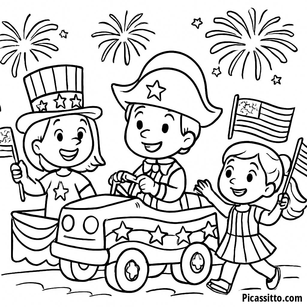 Bunte Unabhängigkeitstag Ausmalbild