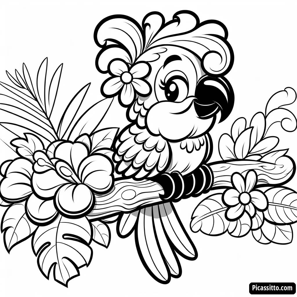 Pagina da Colorare di Pappagallo Colorato