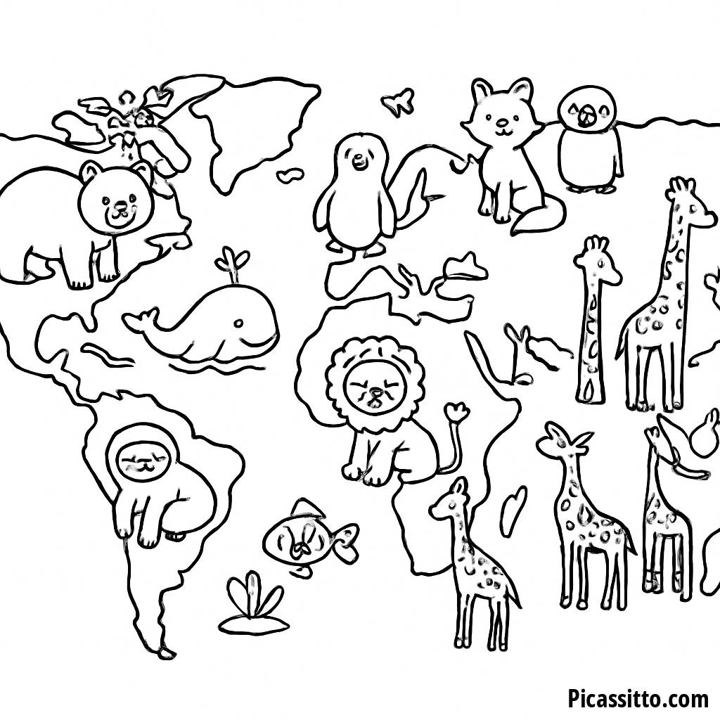 Página para Colorear: Mapa Mundial Colorido