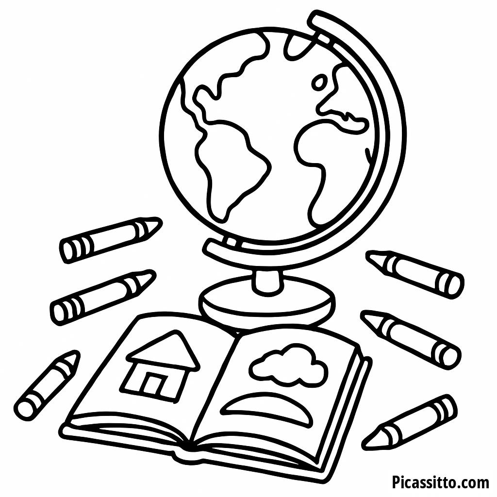 Coloring Page: Explore the World with a Globe!