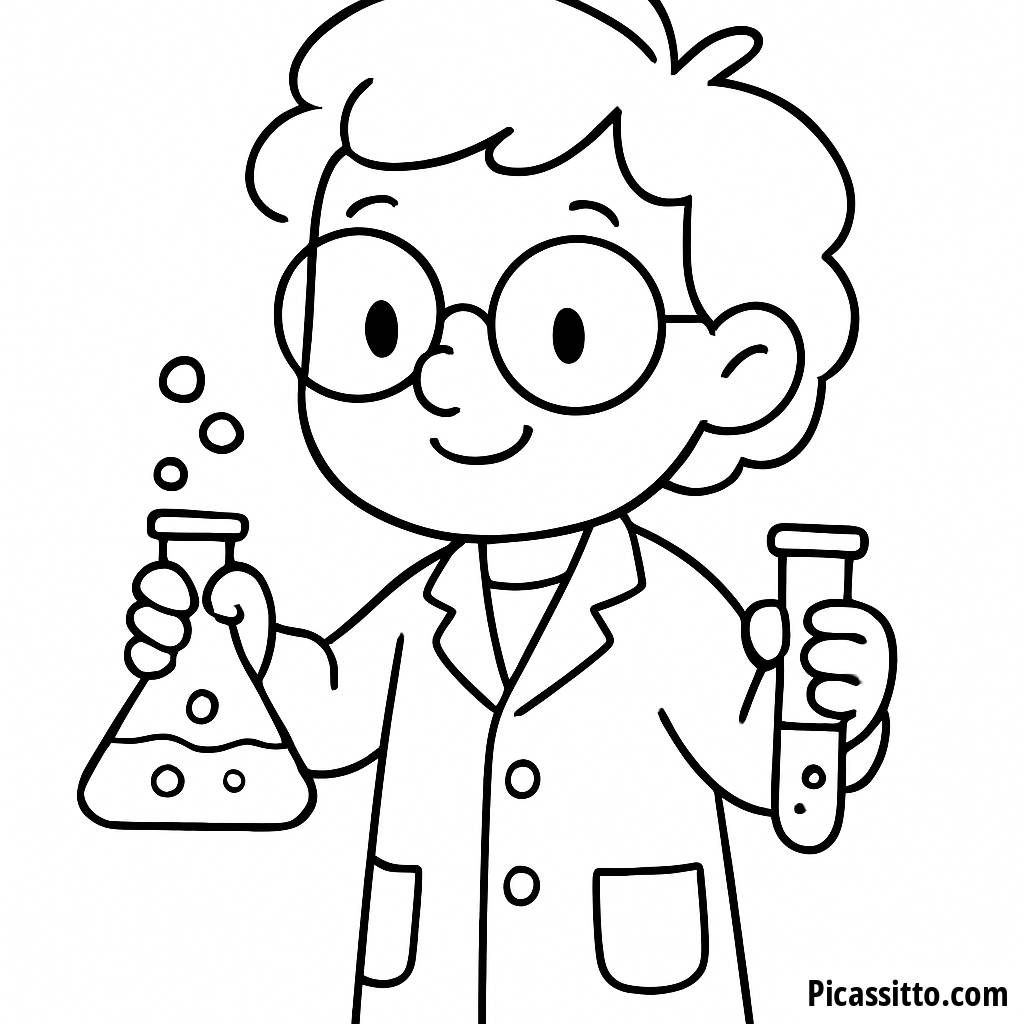 Page à Colorier : Scientifique Magique Mélangeant des Potions Colorées !