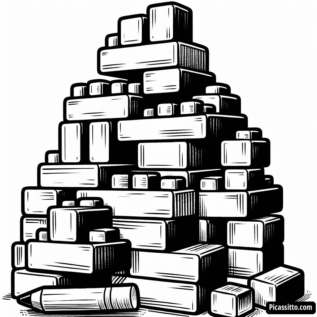 Página para Colorear de una Torre de Coloridos Bloques de Construcción