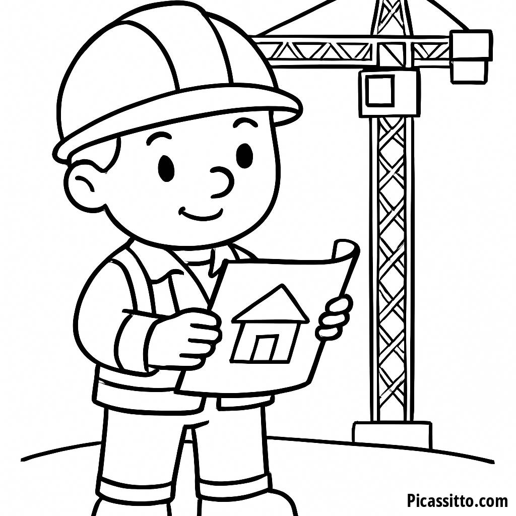 Construction Worker Coloring Page
