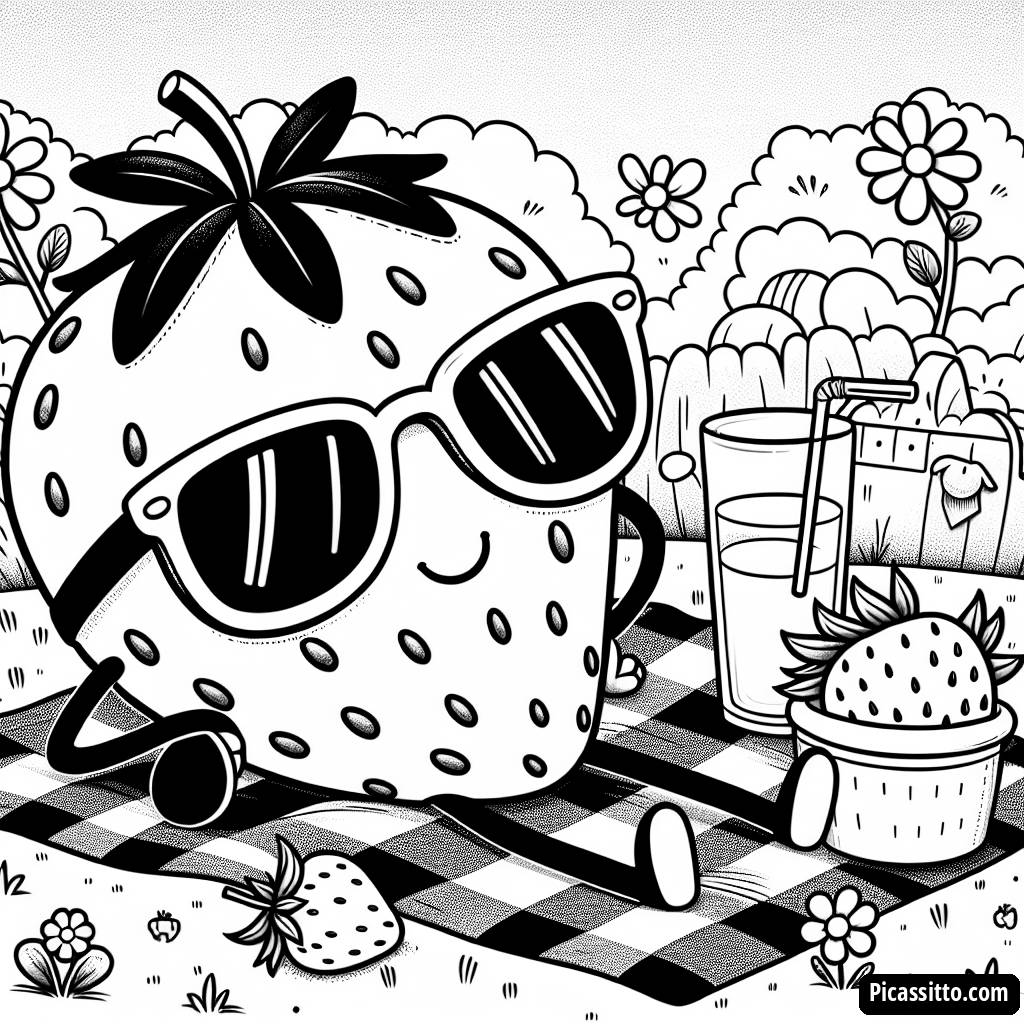 Page à Colorier de Fraises Cool