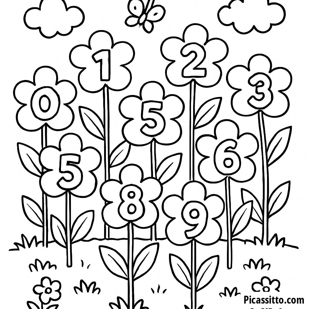 Counting Flowers Coloring Page