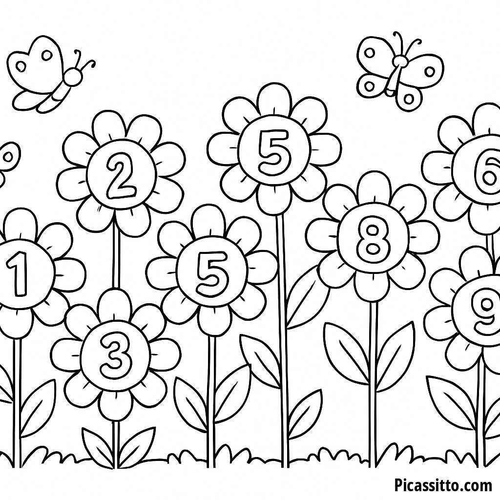 Página para Colorear del Jardín de Números