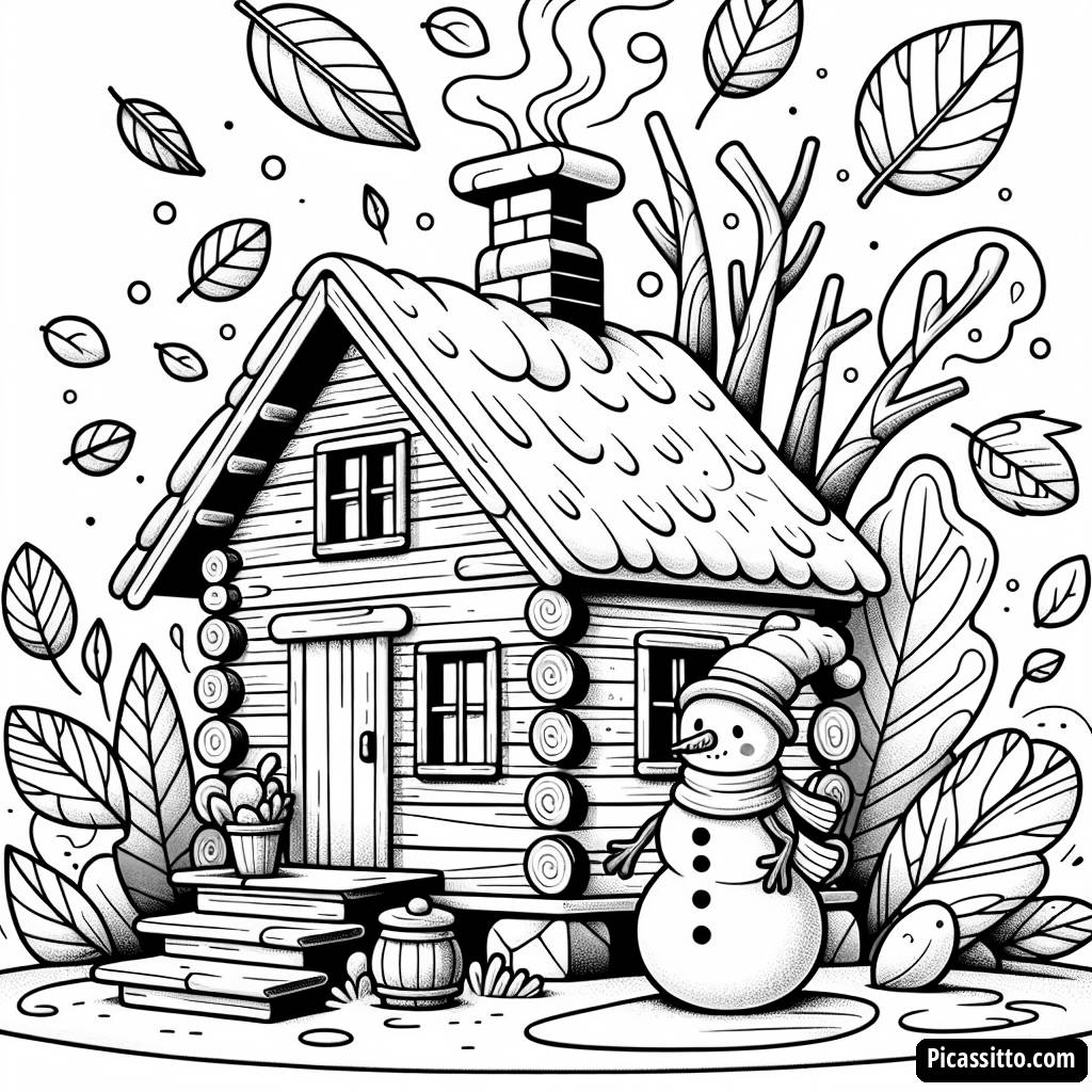 Gemütliche Hütte Malvorlage