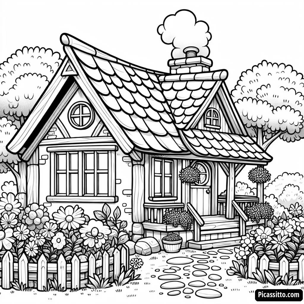 Page à Colorier de Cottage Douillet