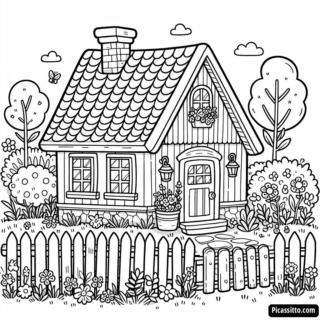 Page à Colorier de Cottage Douillet