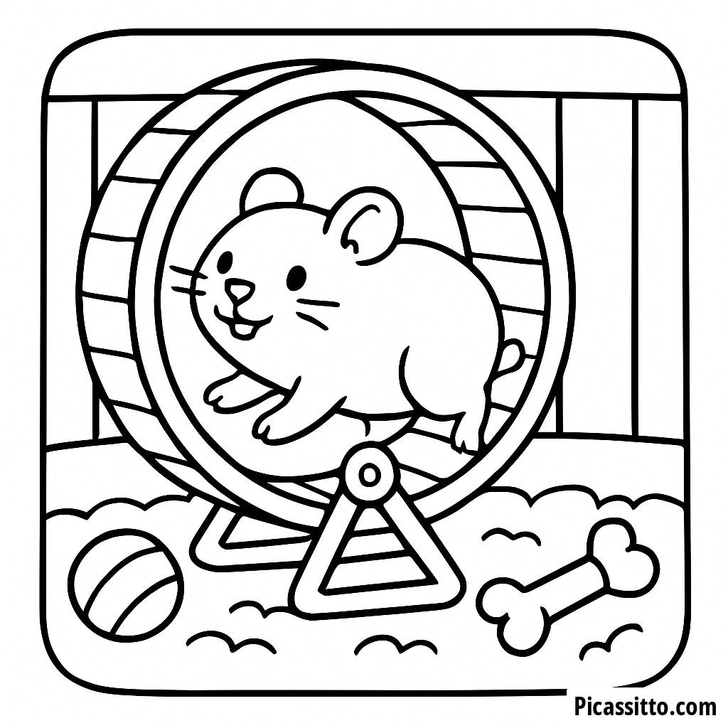 Hamster am Rad Ausmalbild