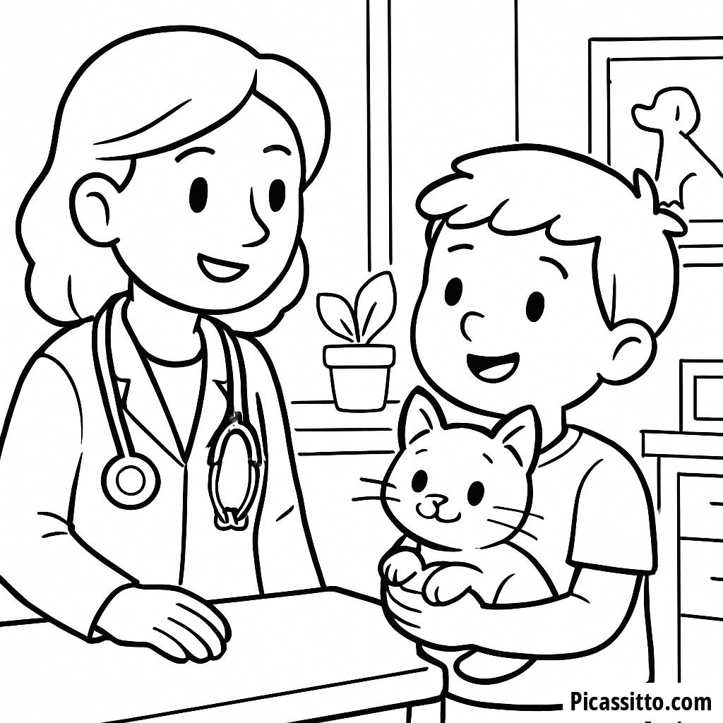 Cozy Vet Clinic Coloring Page