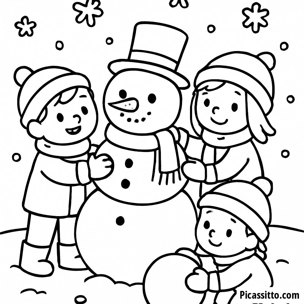 Pagina da Colorare di una Confortevole Scena Invernale