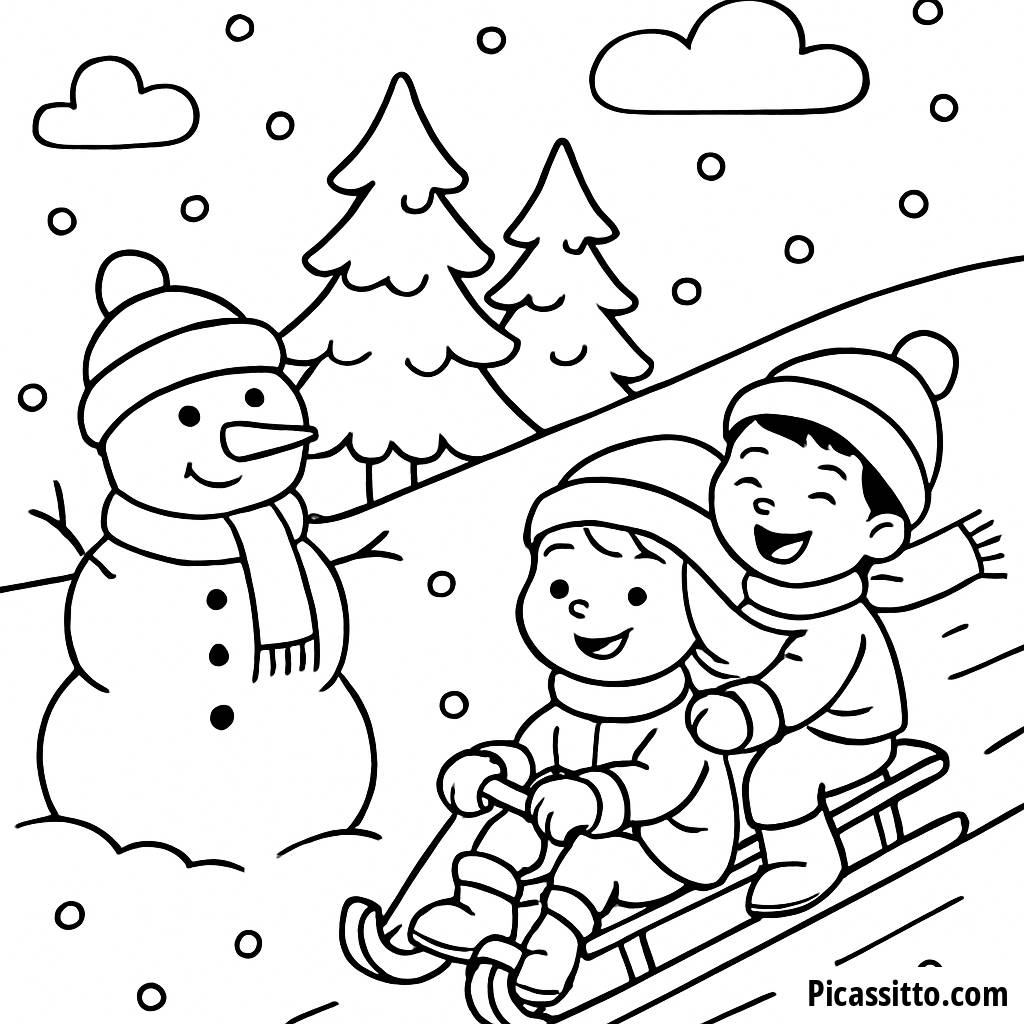 Pagina da Colorare di un Accogliente Inverno