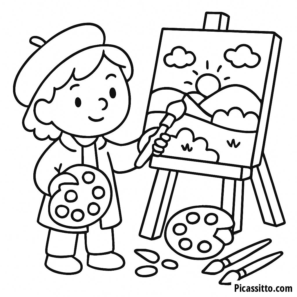 Creative Painter Coloring Page