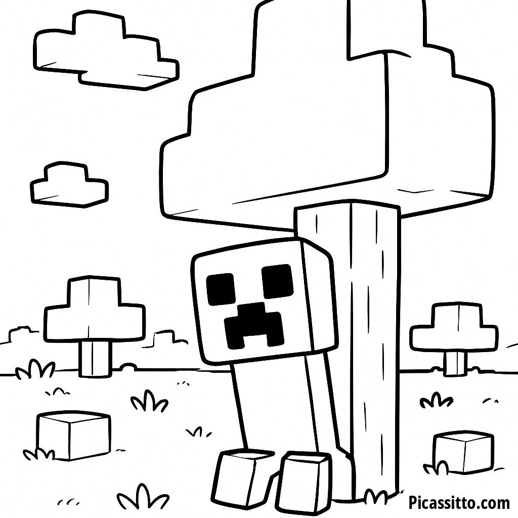 Creeper Ausmalbild: Schleichender Blick in Minecraft