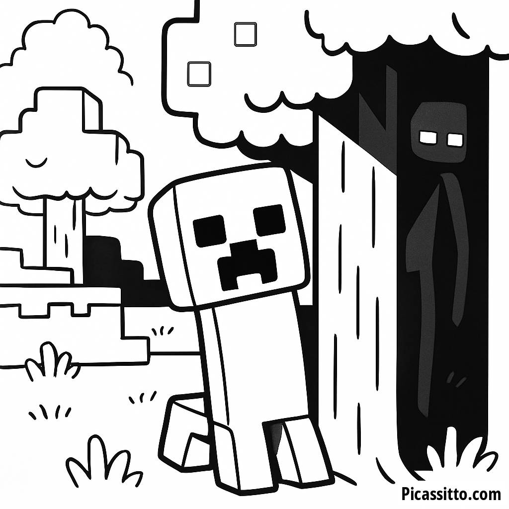 Página para Colorear de Creeper: ¡La Sorpresa Sigilosa!