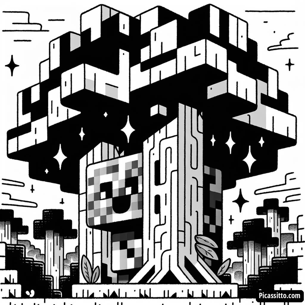 Page à Colorier: Creeper dans la Forêt