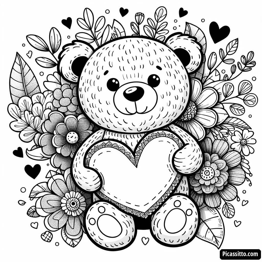 Cuddly Teddy Bear Coloring Page