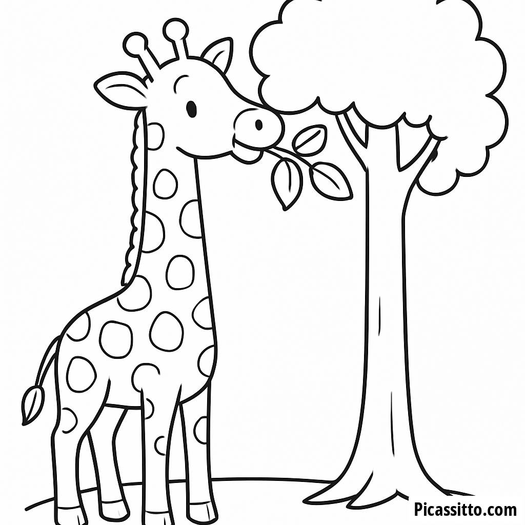 Ausmalbild einer Neugierigen Giraffe