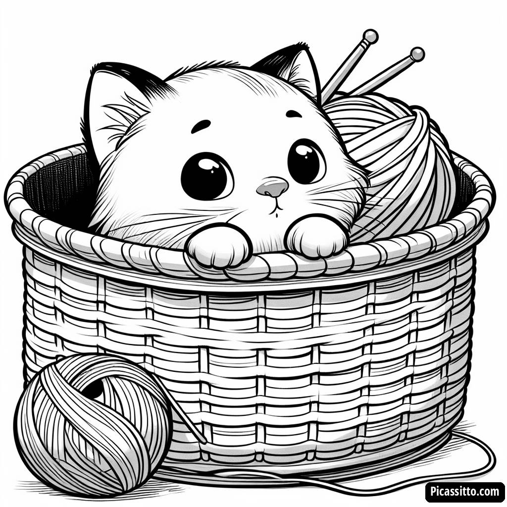 Раскраска с Любопытным Котенком