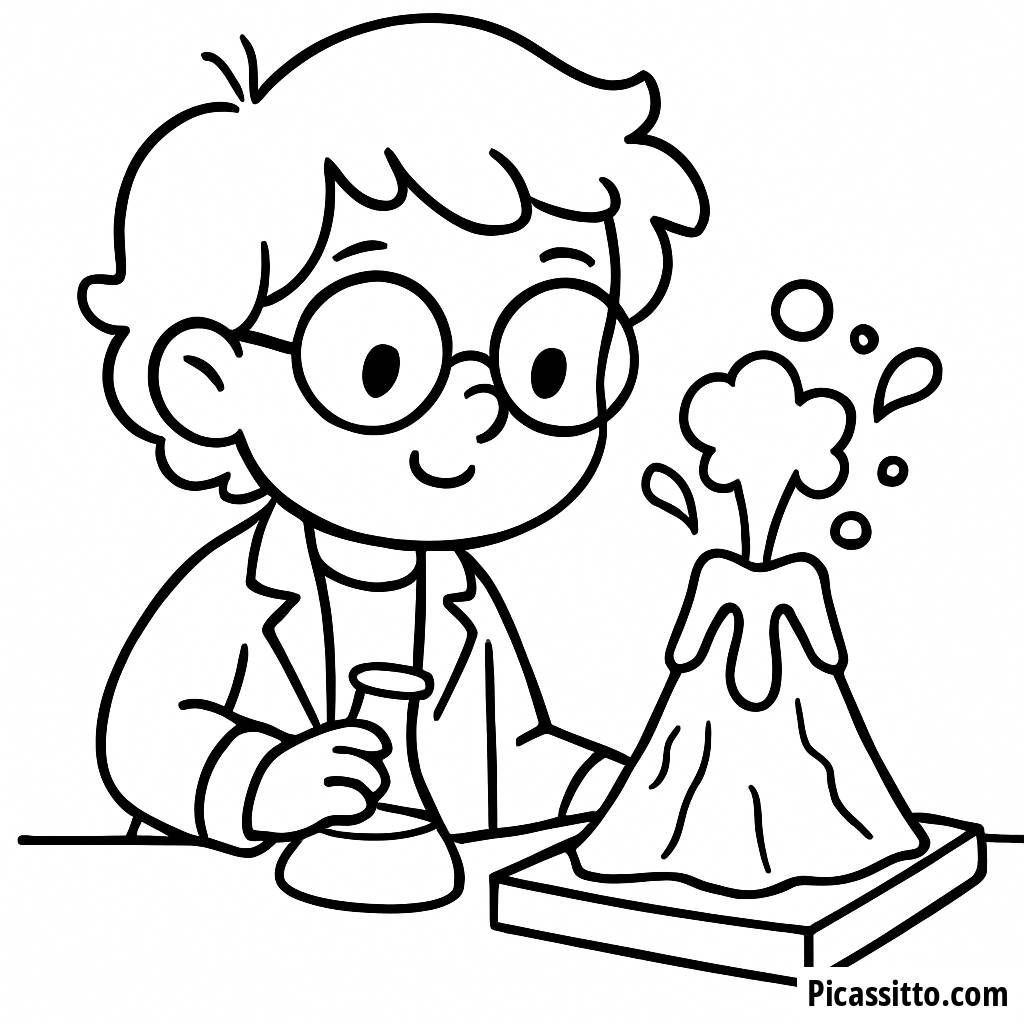 Página para Colorear de un Científico Curioso