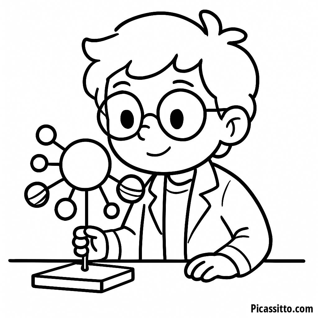 Curious Scientist Coloring Page