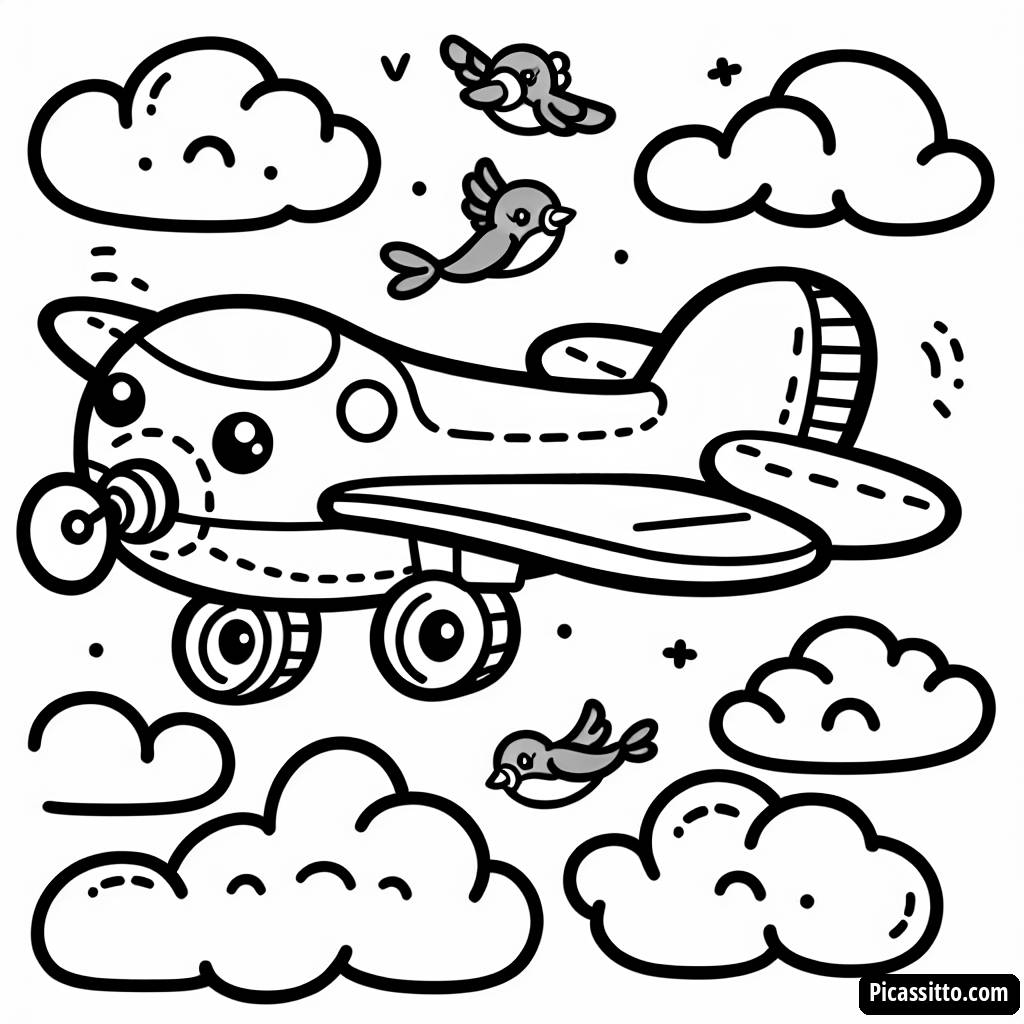 Раскраска: Симпатичный Самолет