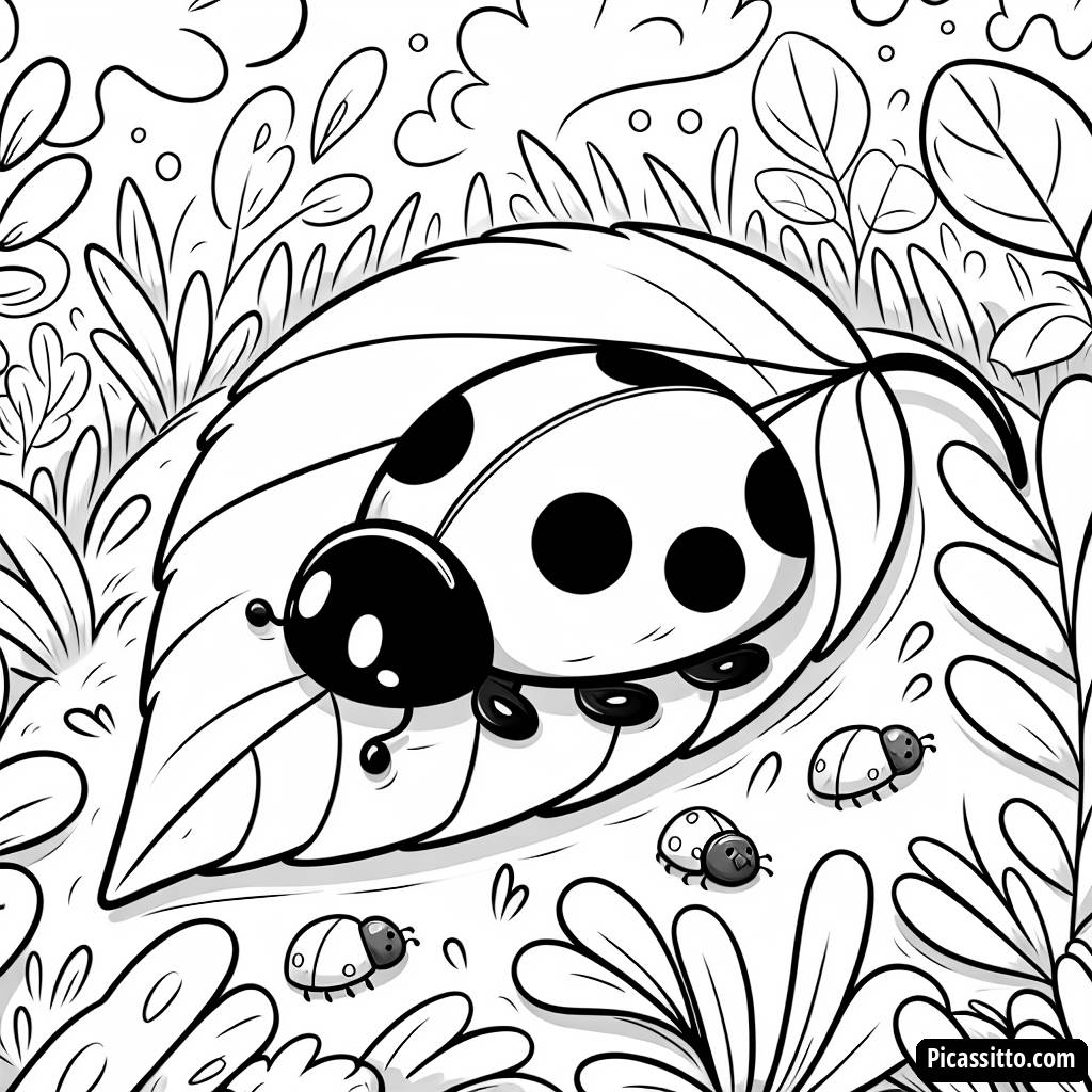 Niedliche Marienkäfer Malvorlage für Kinder