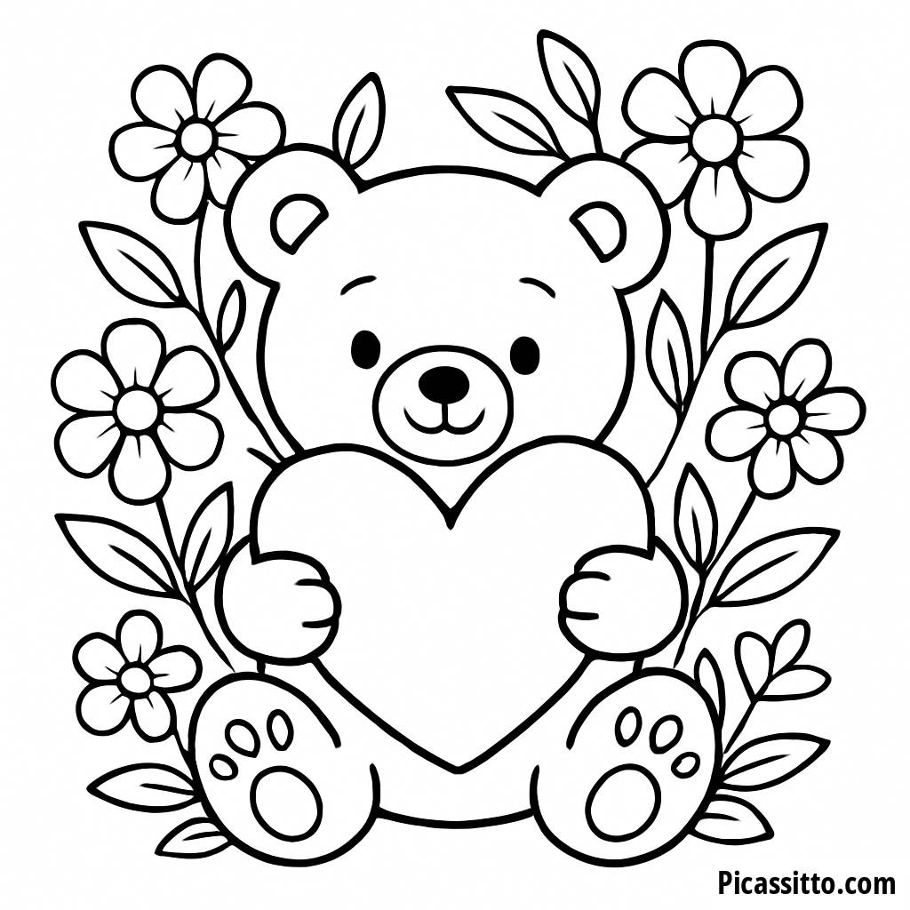 Niedliche Teddy Bär Valentinstag Malvorlage