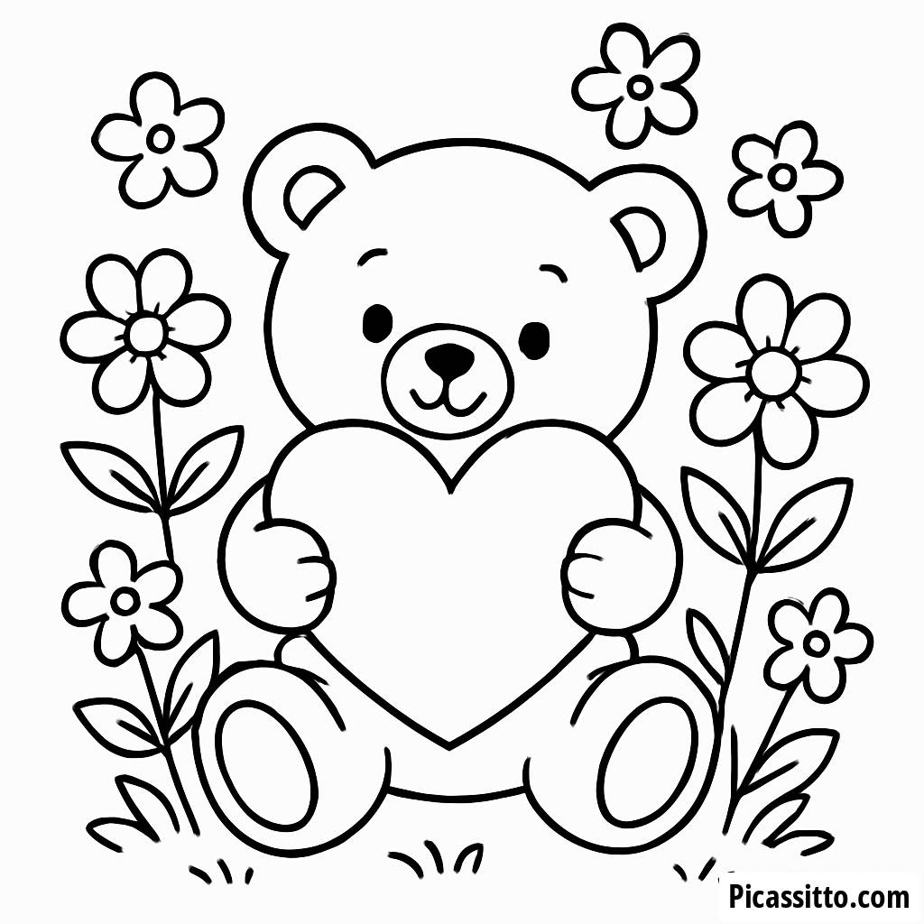 Niedliche Teddybär Valentinstag Malvorlage